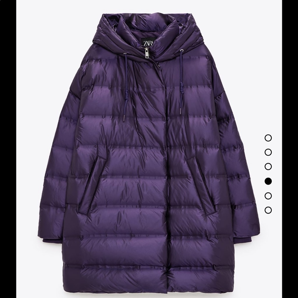 Zara Purple Puffer Coat with Hood - Picture 4 of 6